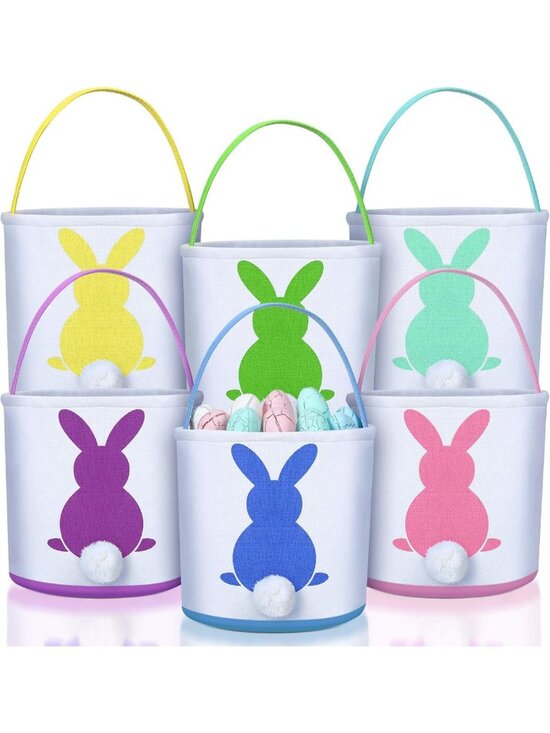 Other - Easter Bunny Basket Bags - 6 Pcs Canvas Rabbit Totes for Egg Hunts & Gifts